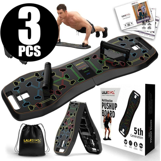 LALAHIGH Portable Home Gym System:Five Versions of Push-Up Board Sets