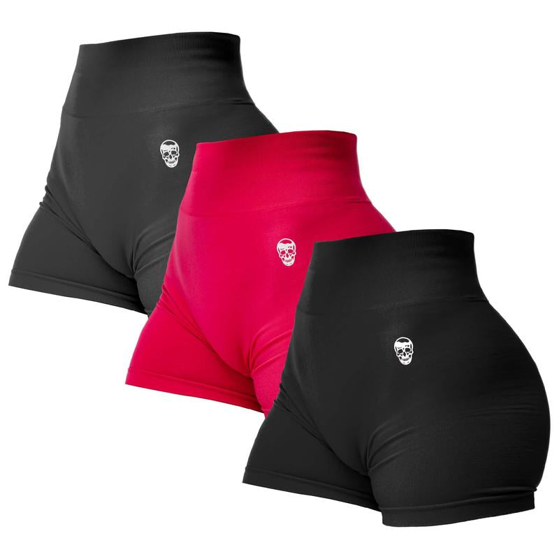 3PK Infinity Seamless Shorts by Gymreapers Moisture-Wicking Breathable Gym Shorts, Diamond Gusset Crotch,Scrunch Back, Two-Tier Waistband, Squat Proof
