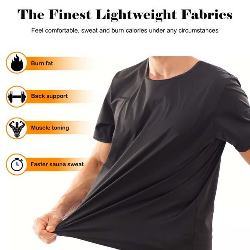 Short Sleeve Sauna T-Shirts, Upgrade Generation, Shoulder Width Expansion, No Odor, Increased and Fitter Collar Size, Suitable for Obese Individuals - Workout Slimming, Back to School Summer, Faster Sweat, More Calories Burning, Charming Figure