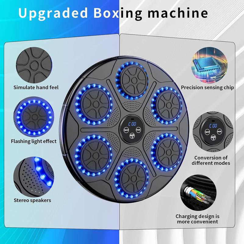 Music Boxing Machine Home Wall Mount Music Boxer, Electronic Smart Focus Agility Training Digital Boxing Wall Target Punching Pads Suitable for Kids