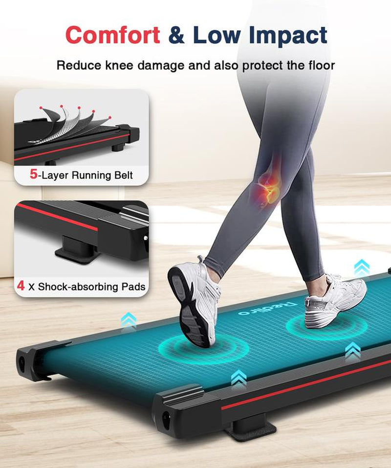 Redliro under Desk Treadmill Walking Pad for Home Office Portable Walking Treadmill 2.25HP Walking Jogging Machine with 265 Lbs Weight Capacity Remote Control LED Display Black