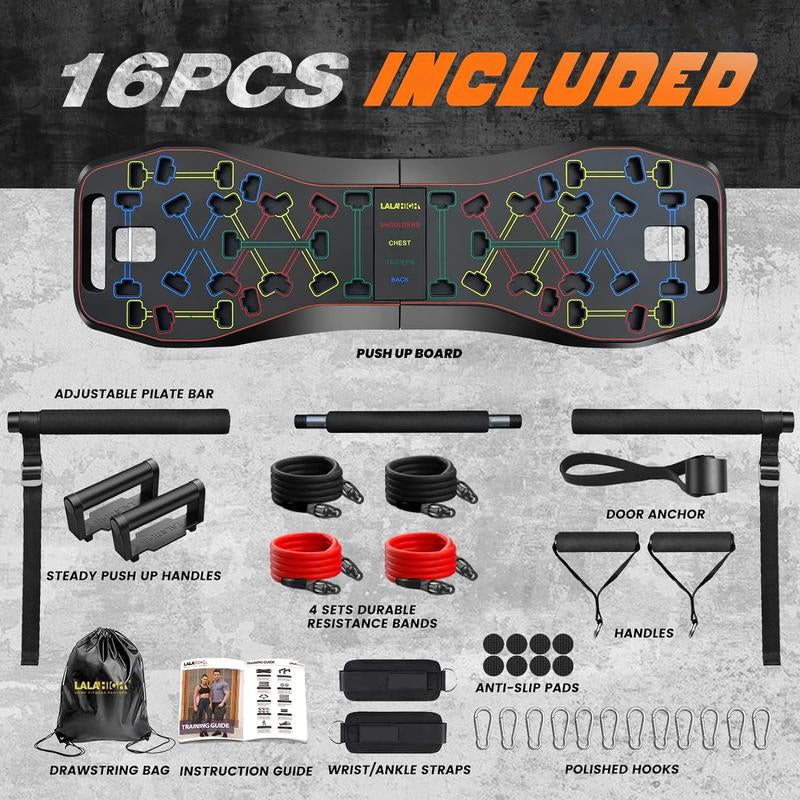 LALAHIGH Portable Home Gym System:Five Versions of Push-Up Board Sets
