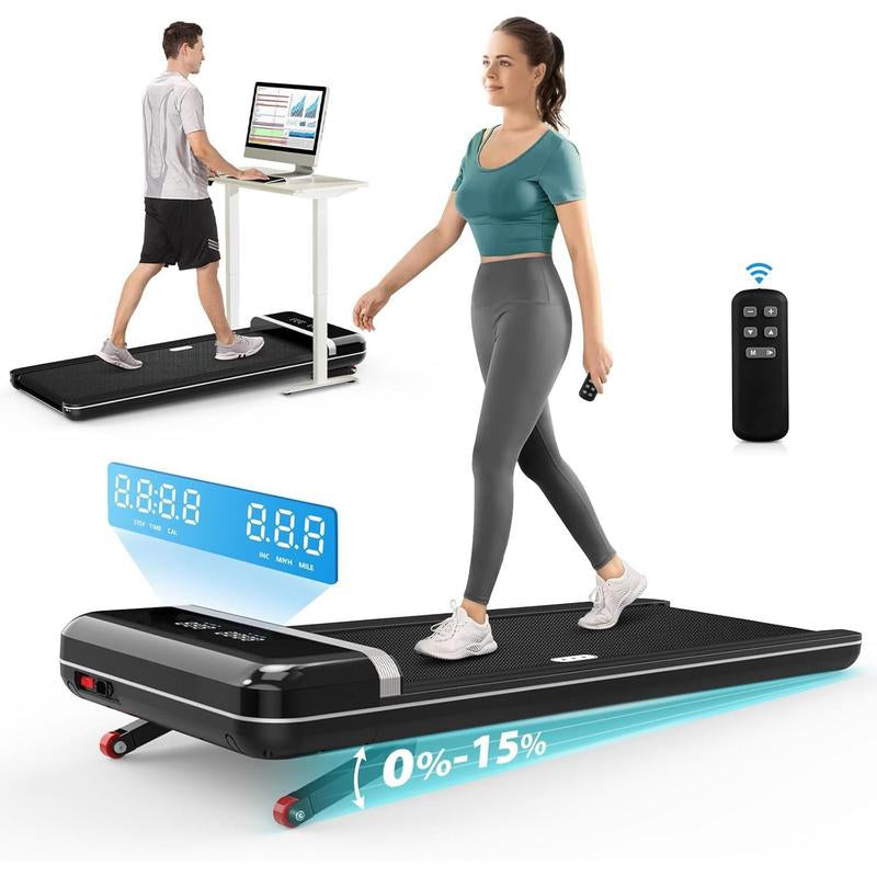 Redliro under Desk Treadmill Walking Pad for Home Office Portable Walking Treadmill 2.25HP Walking Jogging Machine with 265 Lbs Weight Capacity Remote Control LED Display Black