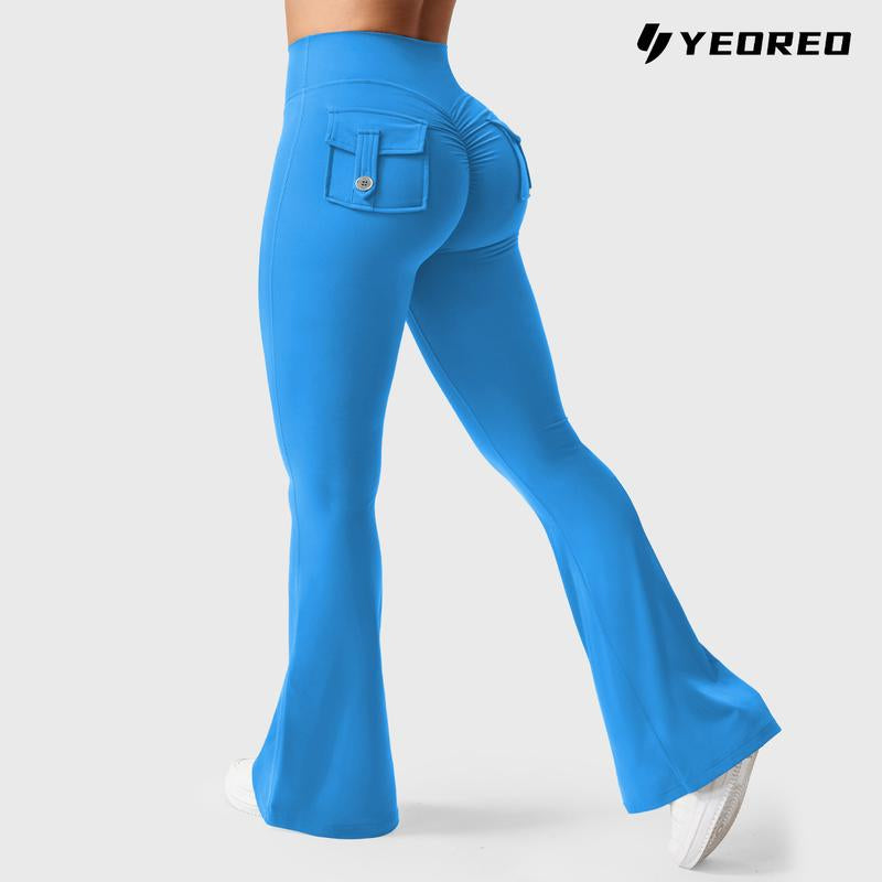 YEOREO Women'S Flared Leggings with Pockets Women'S Fitness Leggings Butt Lifting Fitness Yoga Leggings Exercise Pants Activewear Outdoor Athletic