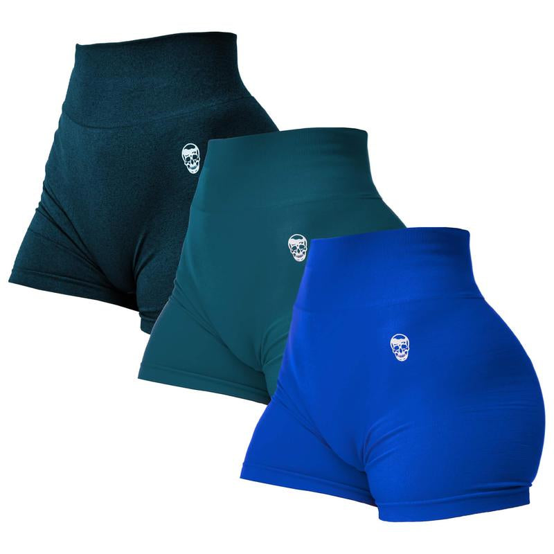 3PK Infinity Seamless Shorts by Gymreapers Moisture-Wicking Breathable Gym Shorts, Diamond Gusset Crotch,Scrunch Back, Two-Tier Waistband, Squat Proof