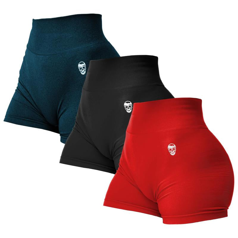 3PK Infinity Seamless Shorts by Gymreapers Moisture-Wicking Breathable Gym Shorts, Diamond Gusset Crotch,Scrunch Back, Two-Tier Waistband, Squat Proof