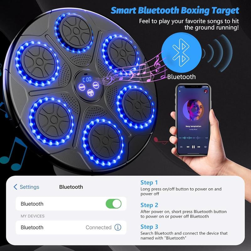 Music Boxing Machine Home Wall Mount Music Boxer, Electronic Smart Focus Agility Training Digital Boxing Wall Target Punching Pads Suitable for Kids