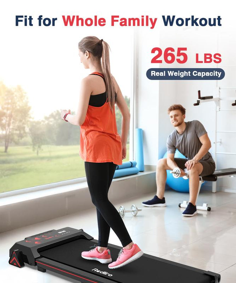 Redliro under Desk Treadmill Walking Pad for Home Office Portable Walking Treadmill 2.25HP Walking Jogging Machine with 265 Lbs Weight Capacity Remote Control LED Display Black