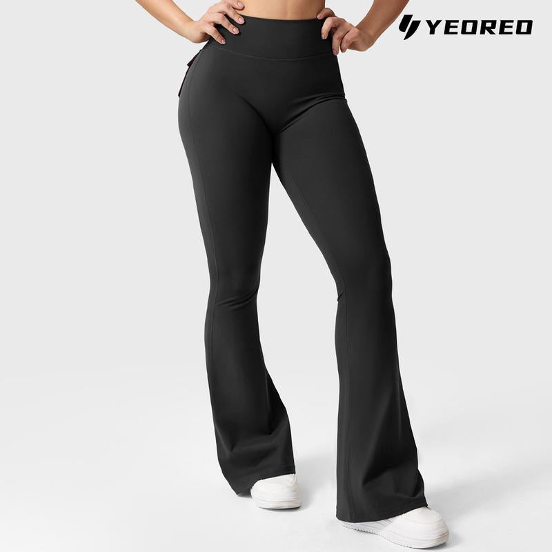 YEOREO Women'S Flared Leggings with Pockets Women'S Fitness Leggings Butt Lifting Fitness Yoga Leggings Exercise Pants Activewear Outdoor Athletic