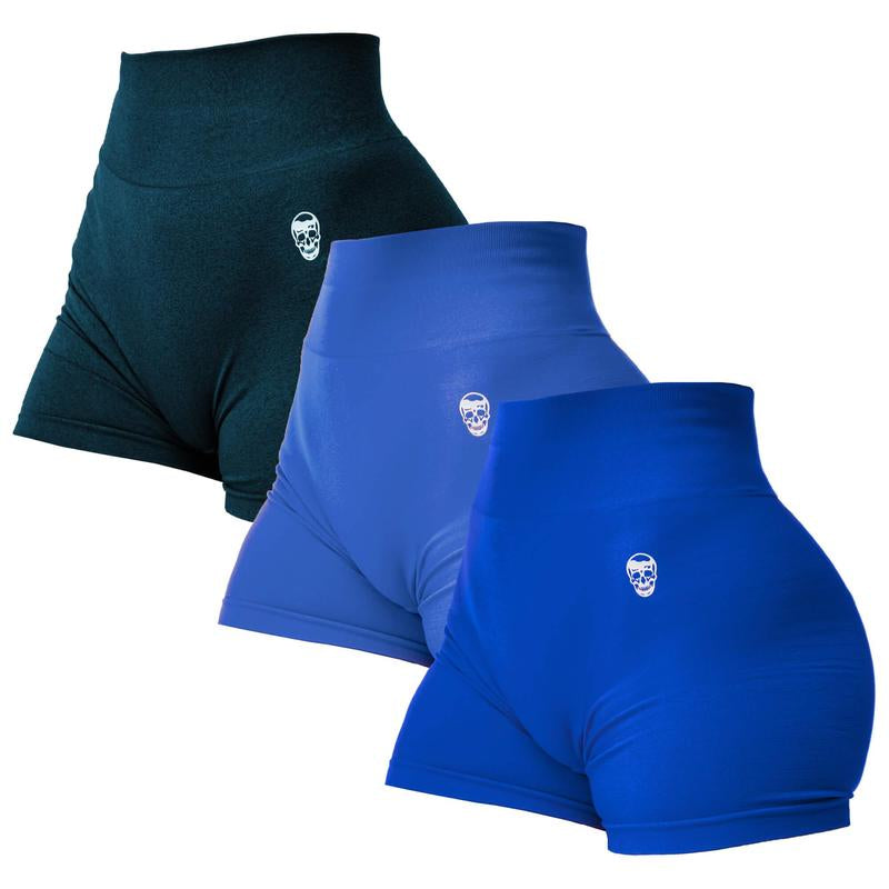 3PK Infinity Seamless Shorts by Gymreapers Moisture-Wicking Breathable Gym Shorts, Diamond Gusset Crotch,Scrunch Back, Two-Tier Waistband, Squat Proof