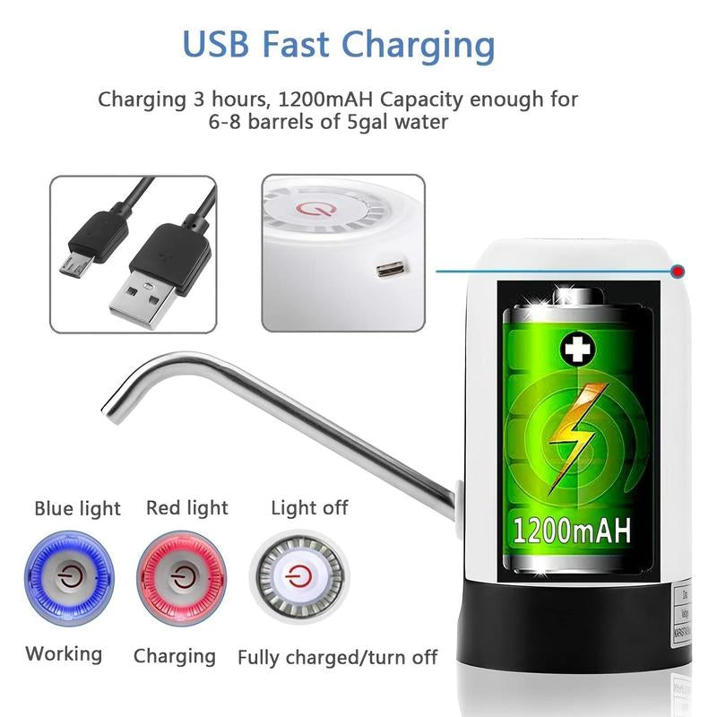Water Bottle Dispenser, 1 Count USB Rechargeable Electric Water Bottle Pump, Automatic Water Dispenser Pump, Drinking Water Pump, Jug Pump, Water Dispenser Accessories, Drinking Accessories