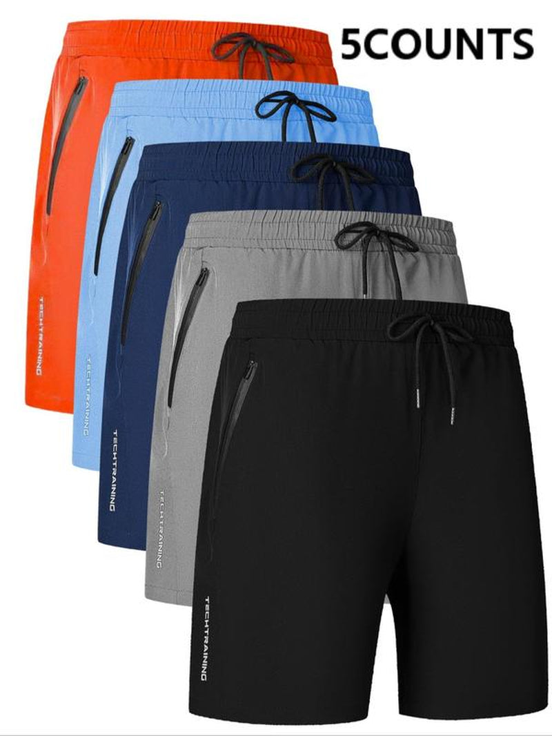 Men'S Letter Print Drawstring Waist Shorts, Casual Comfy Breathable Pocket Straight Leg Shorts, Summer Outfits 2024, Men'S Bottoms for Daily Outdoor Wear