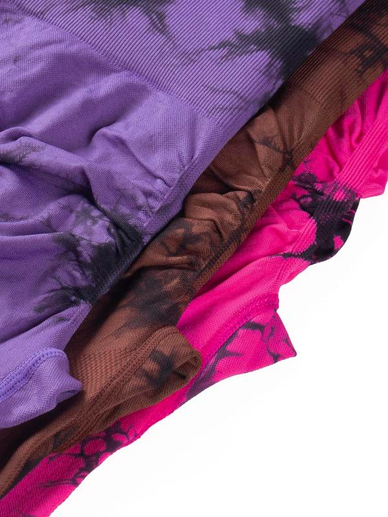 Women'S Tie Dye Print Ruched High Waist Sports Tummy Control Leggings, Sporty High Stretch Comfy Breathable Skinny Pants for Yoga Gym Fitness, Ladies Sportswear Bottoms