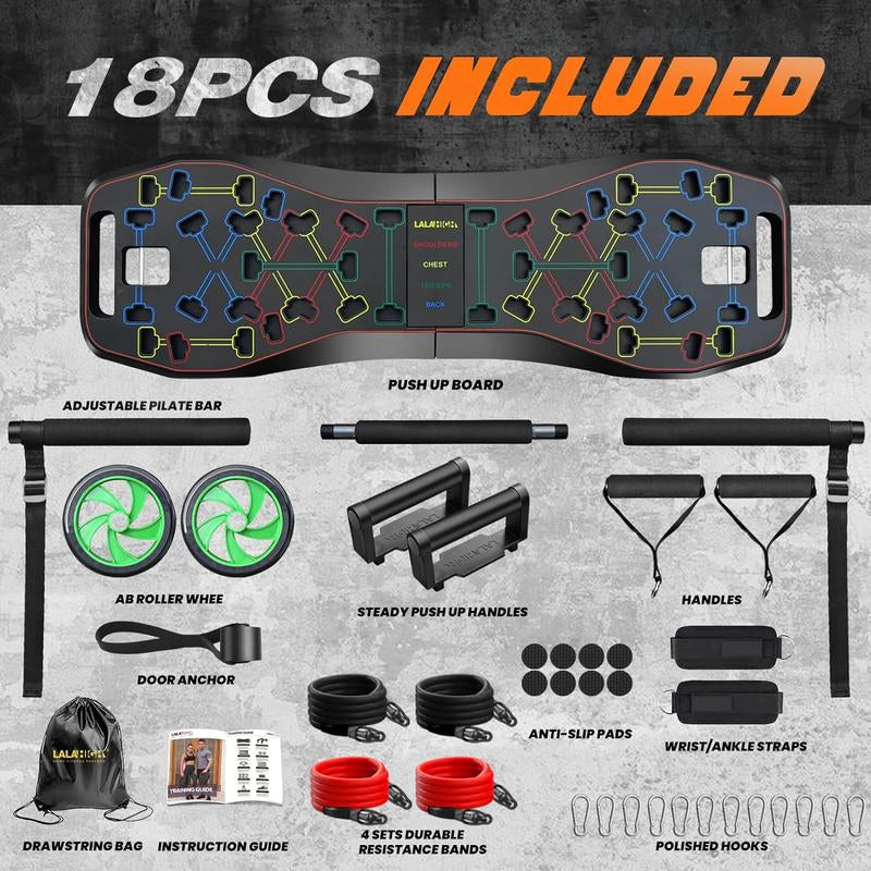 LALAHIGH Portable Home Gym System:Five Versions of Push-Up Board Sets