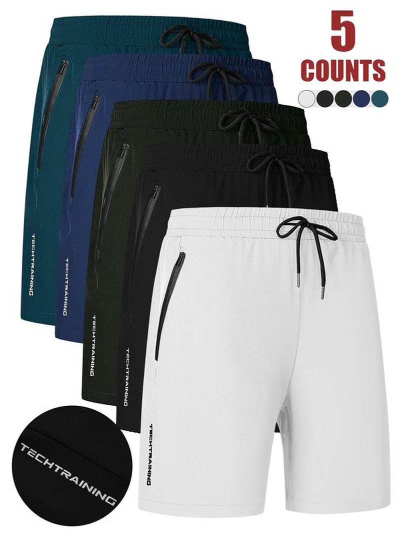 Men'S Letter Print Drawstring Waist Shorts, Casual Comfy Breathable Pocket Straight Leg Shorts, Summer Outfits 2024, Men'S Bottoms for Daily Outdoor Wear