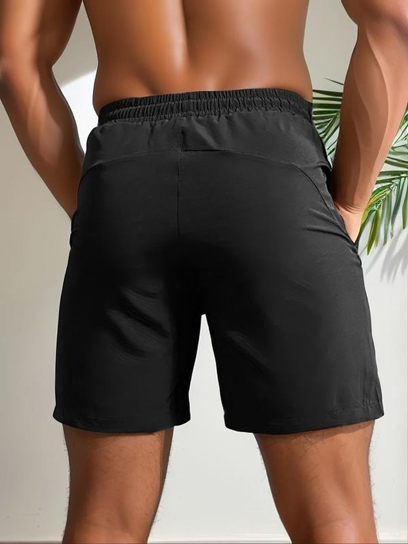 Men'S Letter Print Drawstring Waist Shorts, Casual Comfy Breathable Pocket Straight Leg Shorts, Summer Outfits 2024, Men'S Bottoms for Daily Outdoor Wear