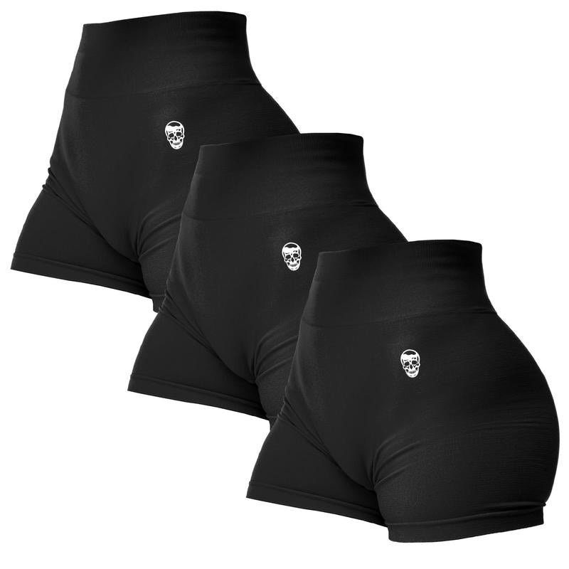 3PK Infinity Seamless Shorts by Gymreapers Moisture-Wicking Breathable Gym Shorts, Diamond Gusset Crotch,Scrunch Back, Two-Tier Waistband, Squat Proof