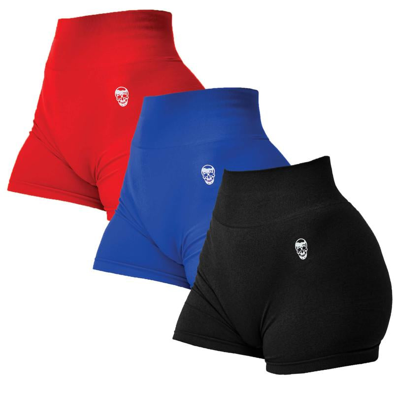 3PK Infinity Seamless Shorts by Gymreapers Moisture-Wicking Breathable Gym Shorts, Diamond Gusset Crotch,Scrunch Back, Two-Tier Waistband, Squat Proof