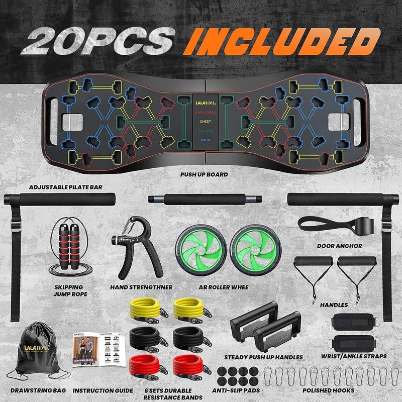 LALAHIGH Portable Home Gym System:Five Versions of Push-Up Board Sets