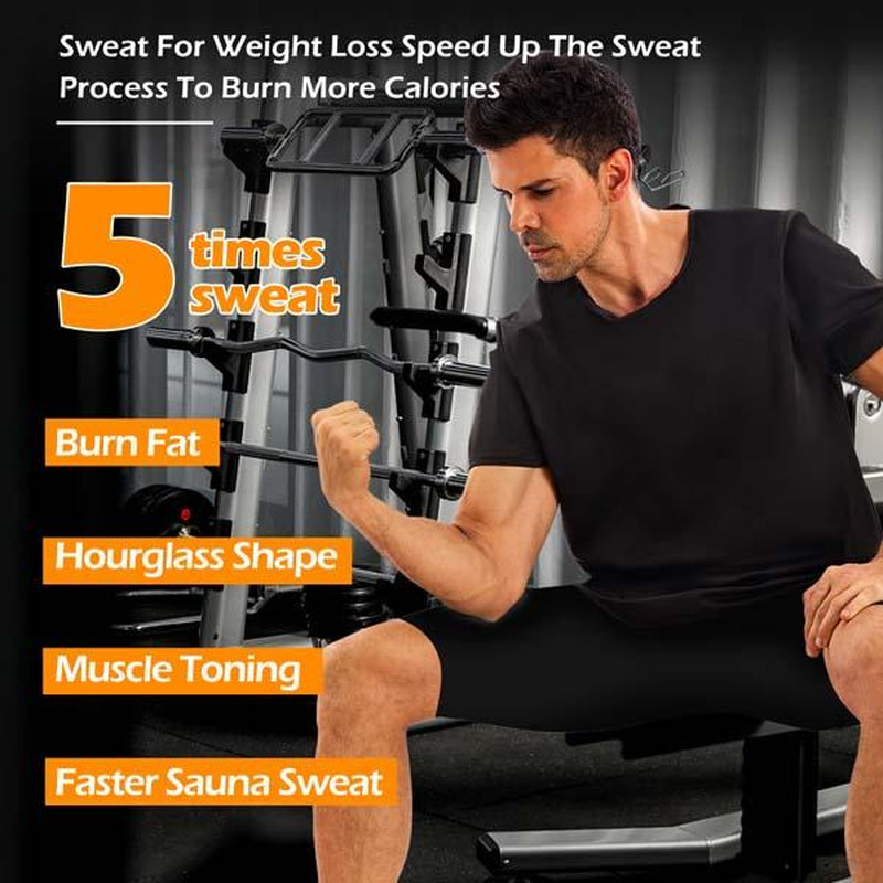 Short Sleeve Sauna T-Shirts, Upgrade Generation, Shoulder Width Expansion, No Odor, Increased and Fitter Collar Size, Suitable for Obese Individuals - Workout Slimming, Back to School Summer, Faster Sweat, More Calories Burning, Charming Figure