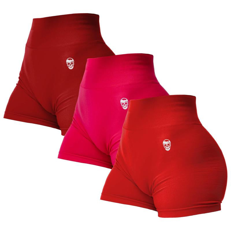 3PK Infinity Seamless Shorts by Gymreapers Moisture-Wicking Breathable Gym Shorts, Diamond Gusset Crotch,Scrunch Back, Two-Tier Waistband, Squat Proof