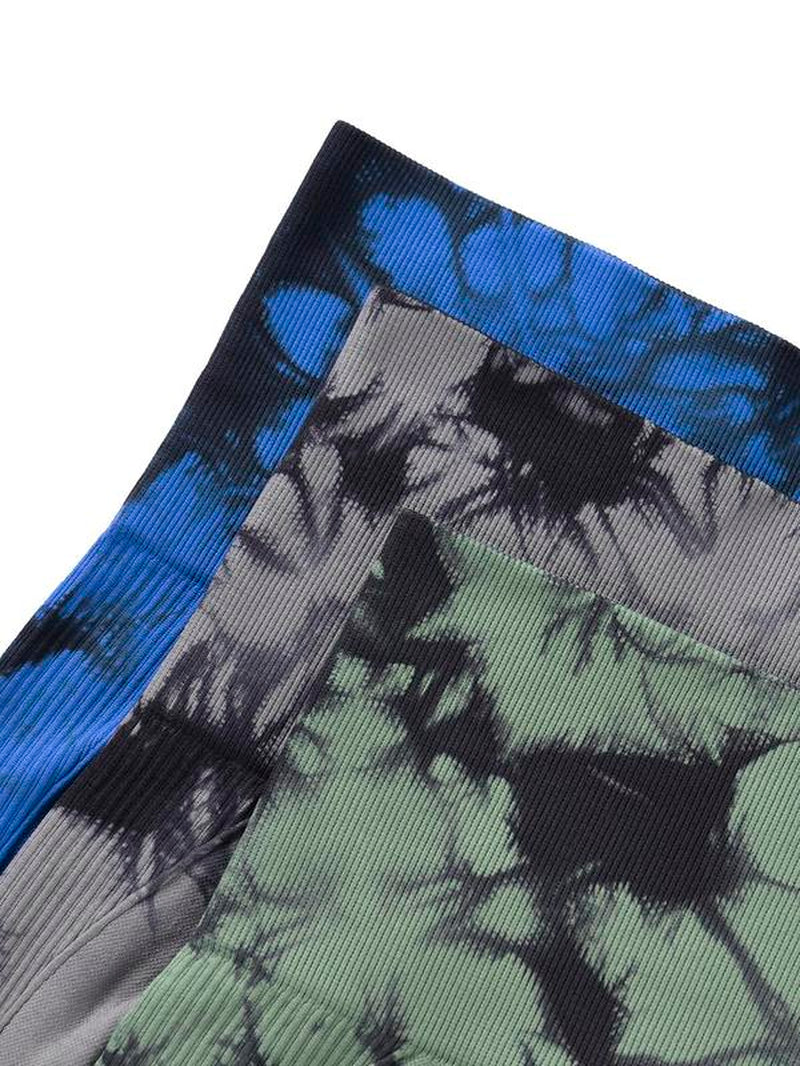 Women'S Tie Dye Print Ruched High Waist Sports Tummy Control Leggings, Sporty High Stretch Comfy Breathable Skinny Pants for Yoga Gym Fitness, Ladies Sportswear Bottoms