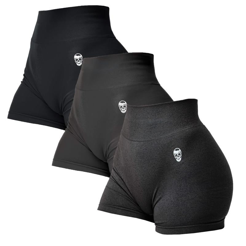 3PK Infinity Seamless Shorts by Gymreapers Moisture-Wicking Breathable Gym Shorts, Diamond Gusset Crotch,Scrunch Back, Two-Tier Waistband, Squat Proof