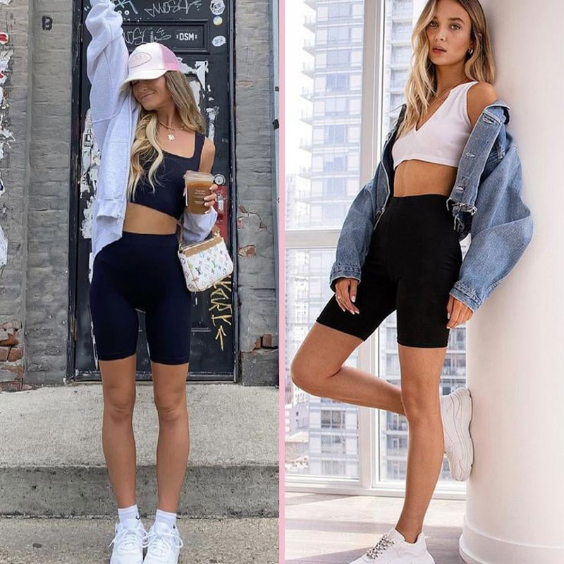 SHOWITTY 3 Pack Women'S Biker Shorts with Pockets, 11" High Waist Black Workout Sports Spandex Shorts for Gym Yoga Running Summer Clothes