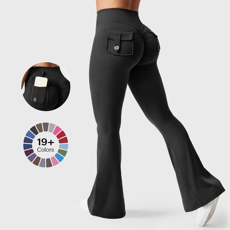 YEOREO Women'S Flared Leggings with Pockets Women'S Fitness Leggings Butt Lifting Fitness Yoga Leggings Exercise Pants Activewear Outdoor Athletic