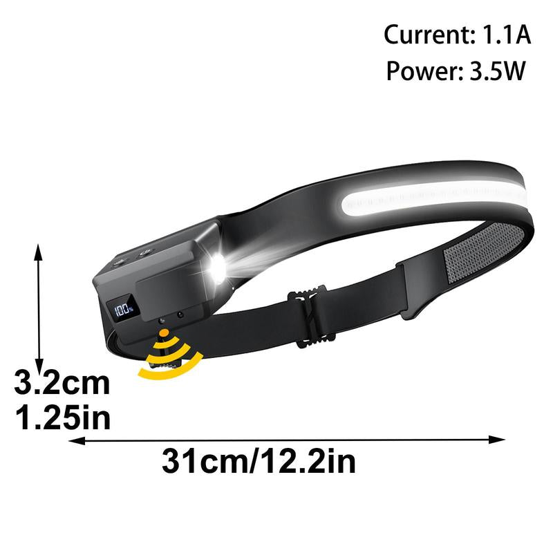 Rechargeable LED Headlamp, 1/2/3 Counts 230°Wide Beam Headlight with Motion Sensor, 90°Rotation & Removable Head Lights, 5 Mode Headlamp, Christmas Gift, Flashlight Headlamp