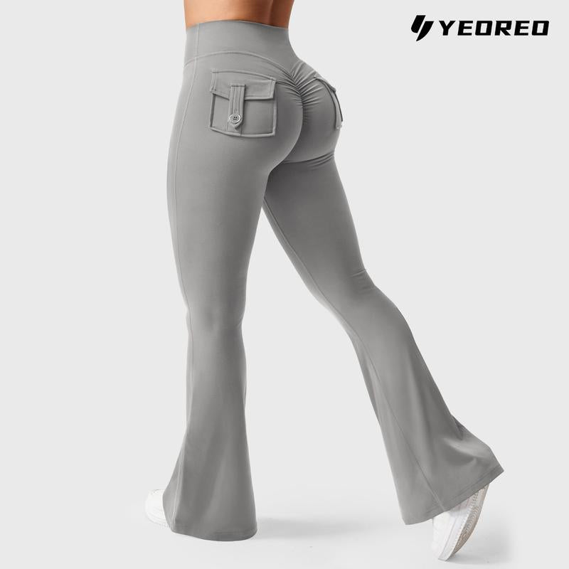 YEOREO Women'S Flared Leggings with Pockets Women'S Fitness Leggings Butt Lifting Fitness Yoga Leggings Exercise Pants Activewear Outdoor Athletic