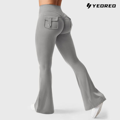 YEOREO Women'S Flared Leggings with Pockets Women'S Fitness Leggings Butt Lifting Fitness Yoga Leggings Exercise Pants Activewear Outdoor Athletic