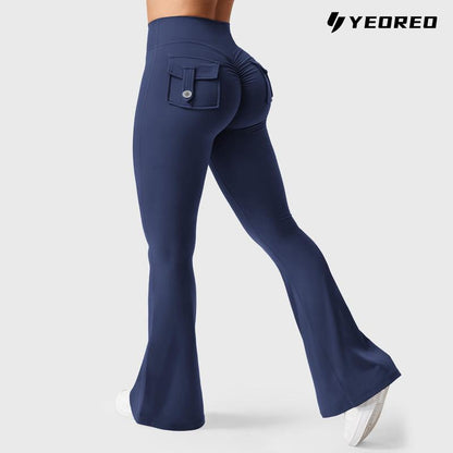 YEOREO Women'S Flared Leggings with Pockets Women'S Fitness Leggings Butt Lifting Fitness Yoga Leggings Exercise Pants Activewear Outdoor Athletic