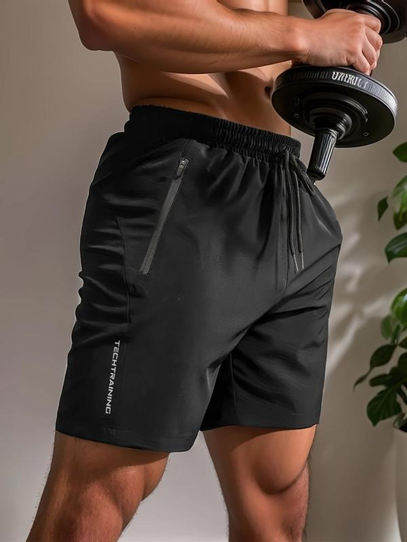 Men'S Letter Print Drawstring Waist Shorts, Casual Comfy Breathable Pocket Straight Leg Shorts, Summer Outfits 2024, Men'S Bottoms for Daily Outdoor Wear