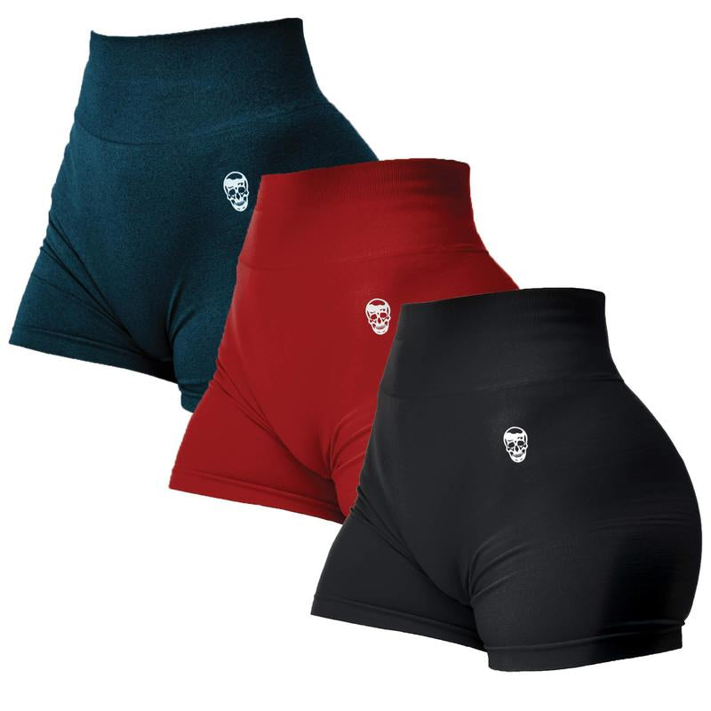 3PK Infinity Seamless Shorts by Gymreapers Moisture-Wicking Breathable Gym Shorts, Diamond Gusset Crotch,Scrunch Back, Two-Tier Waistband, Squat Proof