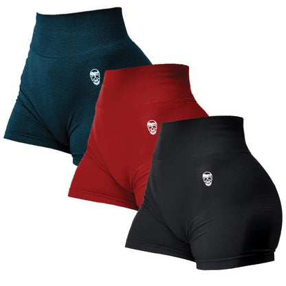 3PK Infinity Seamless Shorts by Gymreapers Moisture-Wicking Breathable Gym Shorts, Diamond Gusset Crotch,Scrunch Back, Two-Tier Waistband, Squat Proof