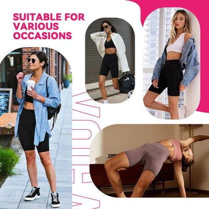 SHOWITTY 3 Pack Women'S Biker Shorts with Pockets, 11" High Waist Black Workout Sports Spandex Shorts for Gym Yoga Running Summer Clothes