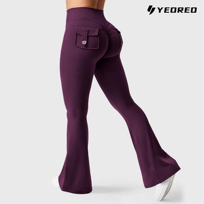 YEOREO Women'S Flared Leggings with Pockets Women'S Fitness Leggings Butt Lifting Fitness Yoga Leggings Exercise Pants Activewear Outdoor Athletic