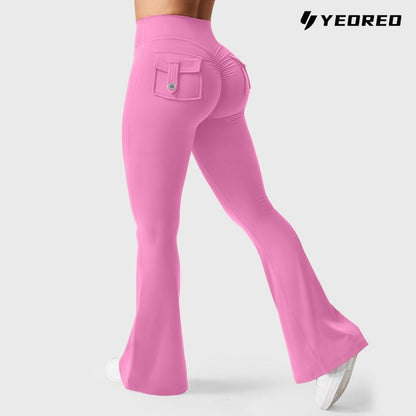 YEOREO Women'S Flared Leggings with Pockets Women'S Fitness Leggings Butt Lifting Fitness Yoga Leggings Exercise Pants Activewear Outdoor Athletic