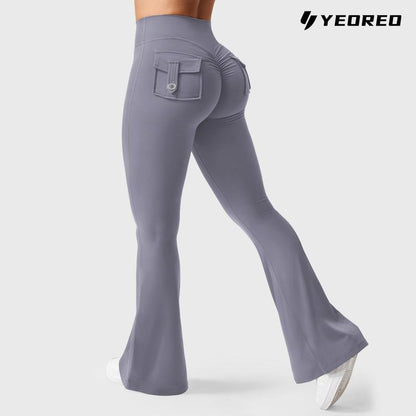 YEOREO Women'S Flared Leggings with Pockets Women'S Fitness Leggings Butt Lifting Fitness Yoga Leggings Exercise Pants Activewear Outdoor Athletic