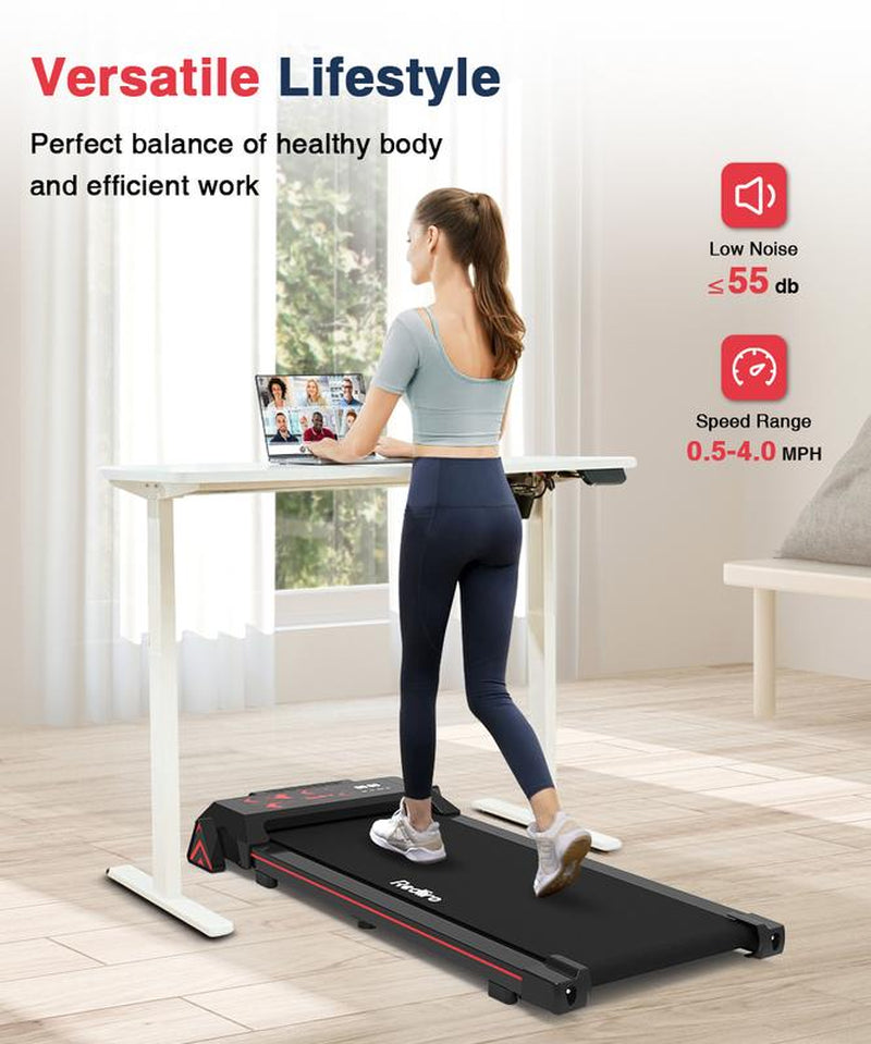 Redliro under Desk Treadmill Walking Pad for Home Office Portable Walking Treadmill 2.25HP Walking Jogging Machine with 265 Lbs Weight Capacity Remote Control LED Display Black
