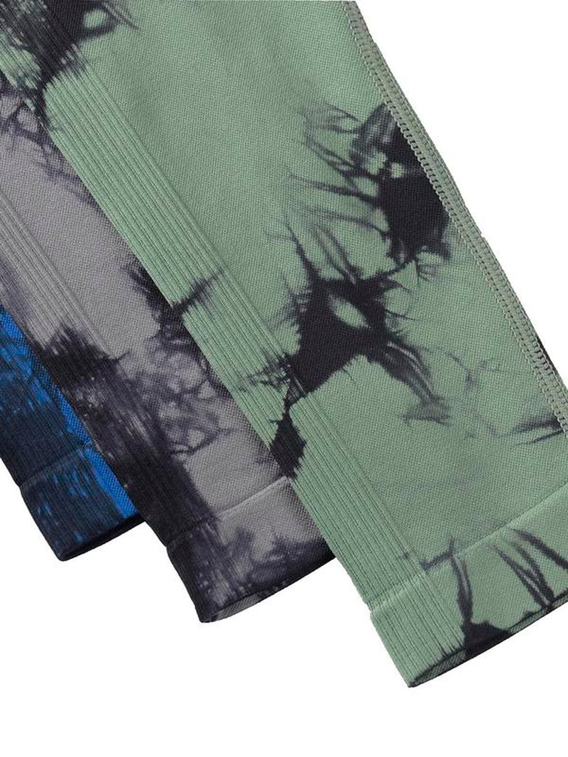 Women'S Tie Dye Print Ruched High Waist Sports Tummy Control Leggings, Sporty High Stretch Comfy Breathable Skinny Pants for Yoga Gym Fitness, Ladies Sportswear Bottoms