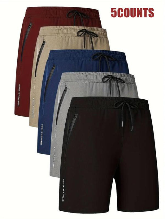Men'S Letter Print Drawstring Waist Shorts, Casual Comfy Breathable Pocket Straight Leg Shorts, Summer Outfits 2024, Men'S Bottoms for Daily Outdoor Wear